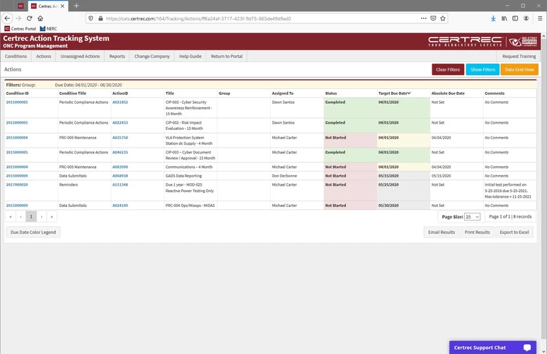 Certrec Action Tracking System