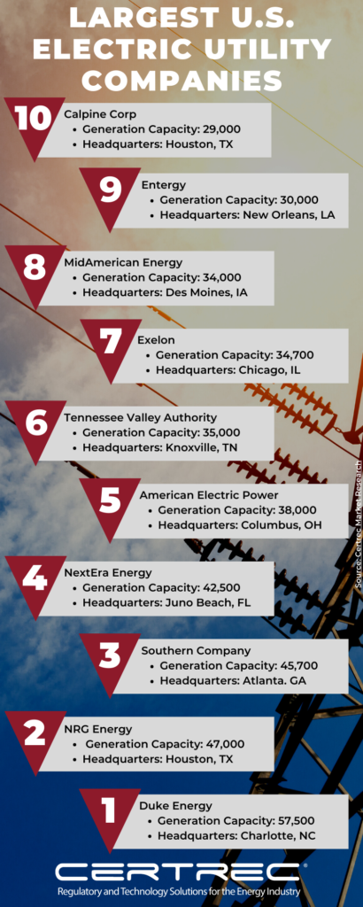 10 Largest U.S. Electric Utility Companies Infographic