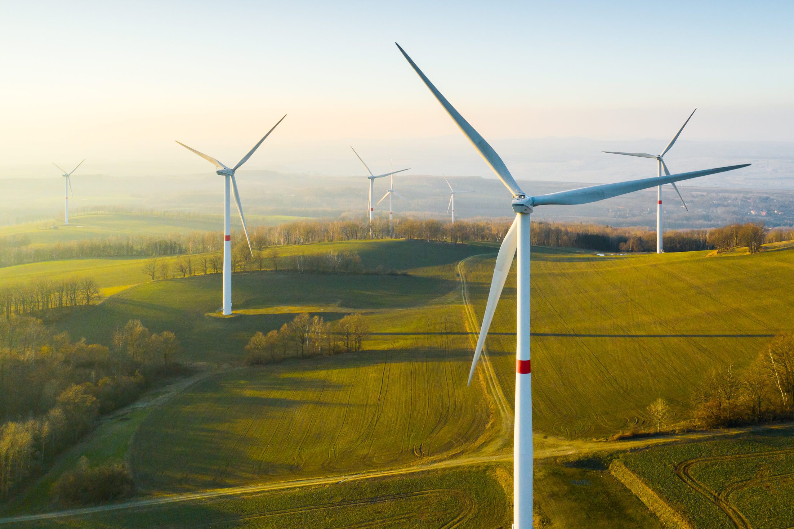 Panoramic,View,Of,Wind,Farm,Or,Wind,Park,,With,High