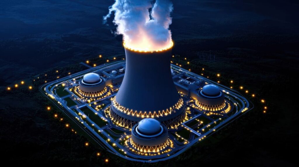 A high-tech power plant with advanced energy generation and storage systems Three Mile Island project
