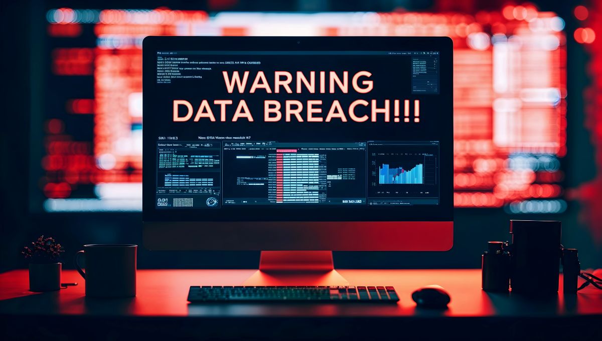 Insider Threats and Privileged Access Misuse - Certrec A Computer LED Showing sign of "Warning Data Breach" of critical infrastructure