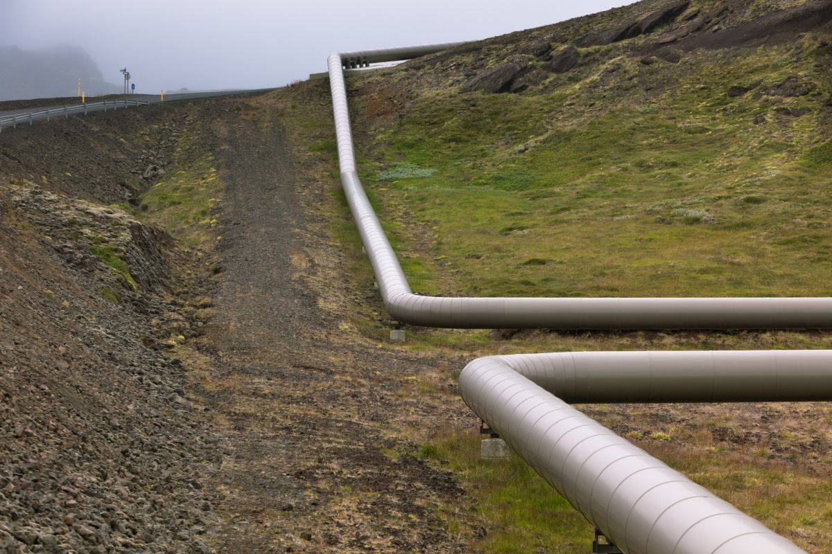 Industrial Pipes at a Geothermal Power Station in Iceland
